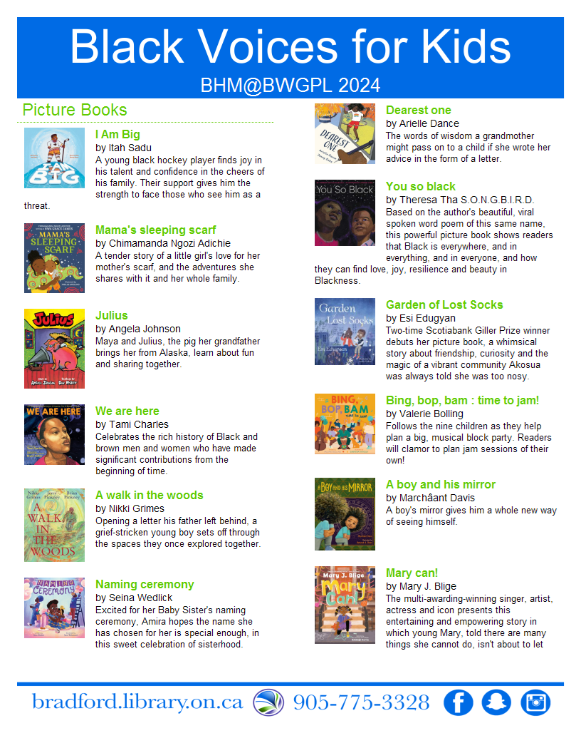 Image of our Black Voices for Kids book list