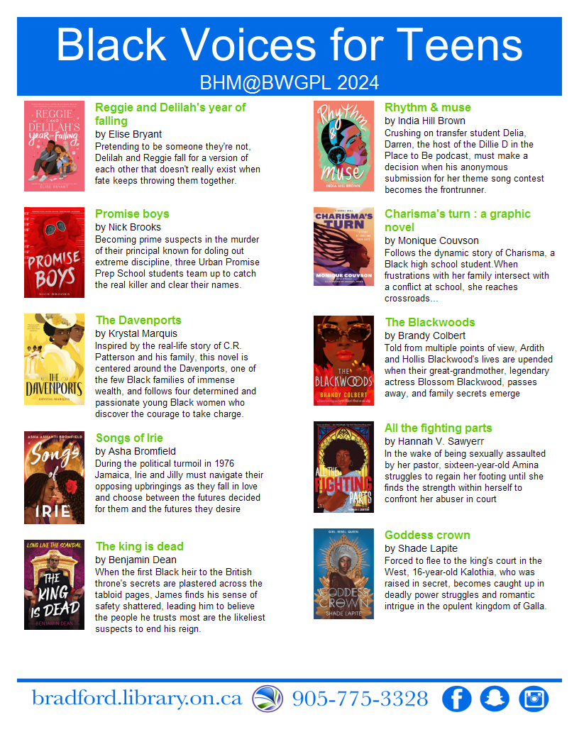 Image of our Black Voices for Teens book list