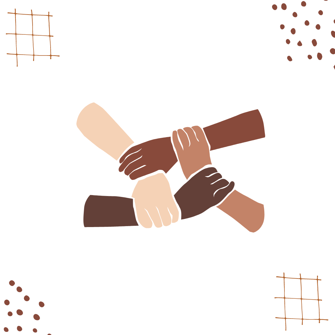 Clipart of different coloured hands holding onto each other