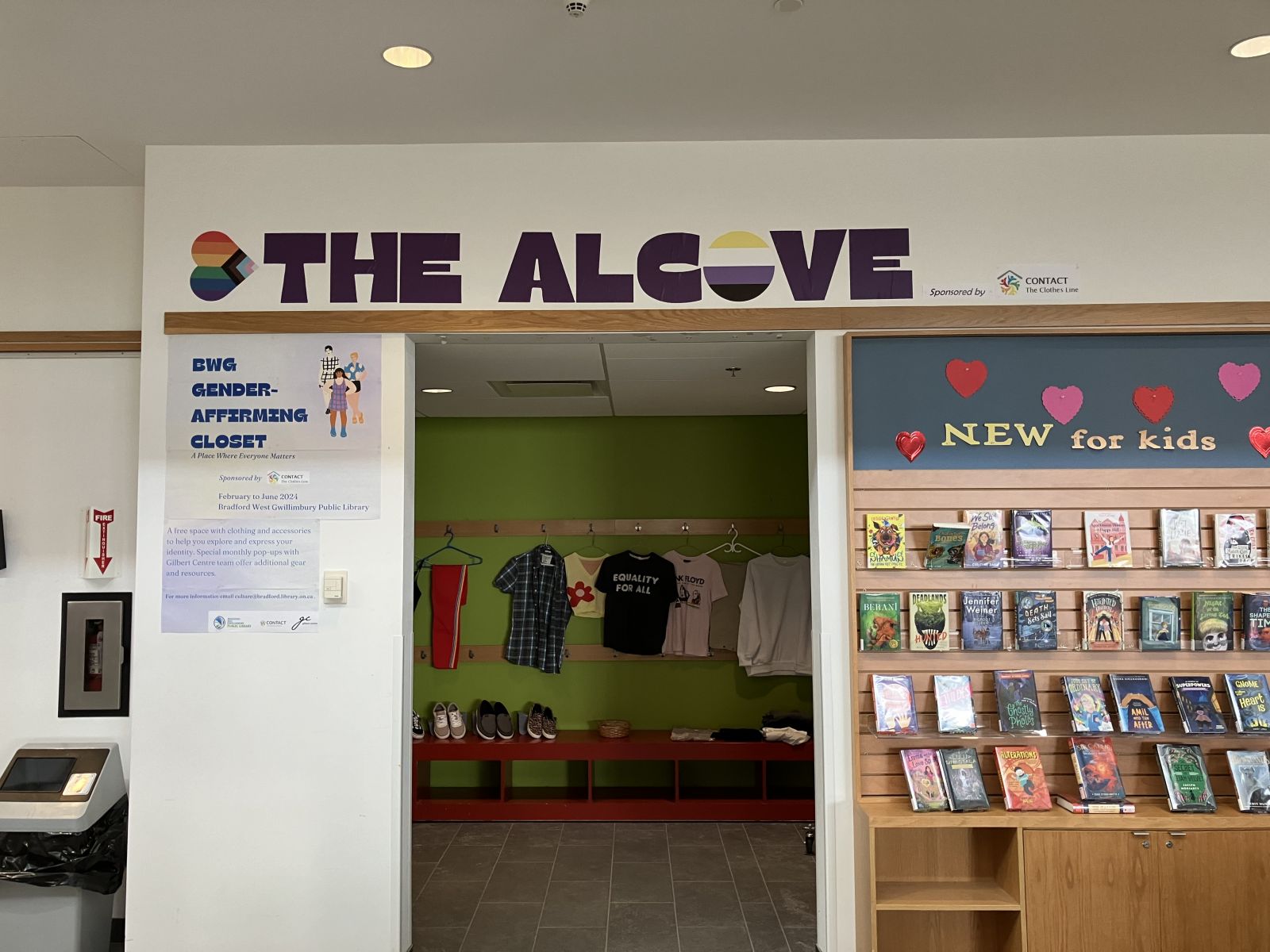 A photo of the outside of the Alcove at the BWG Library