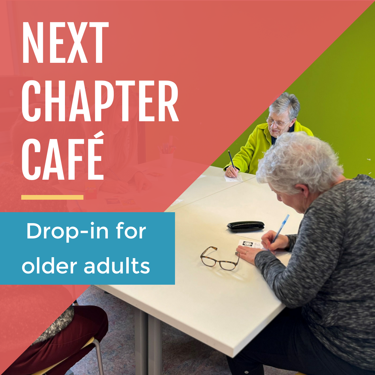 Seniors playing brain games at Next Chapter Cafe drop-in for older adults
