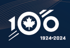 Logo of the the 100th anniversary of the R.C.A.F. Text reads: 100. 1924-2024.