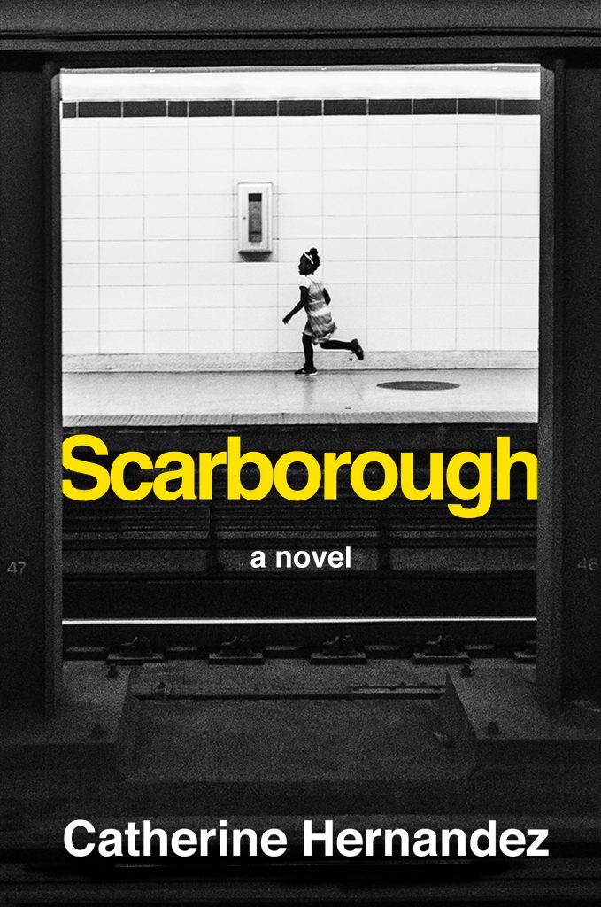 Cover of Scarborough book - young Black girl running on a subway station platform