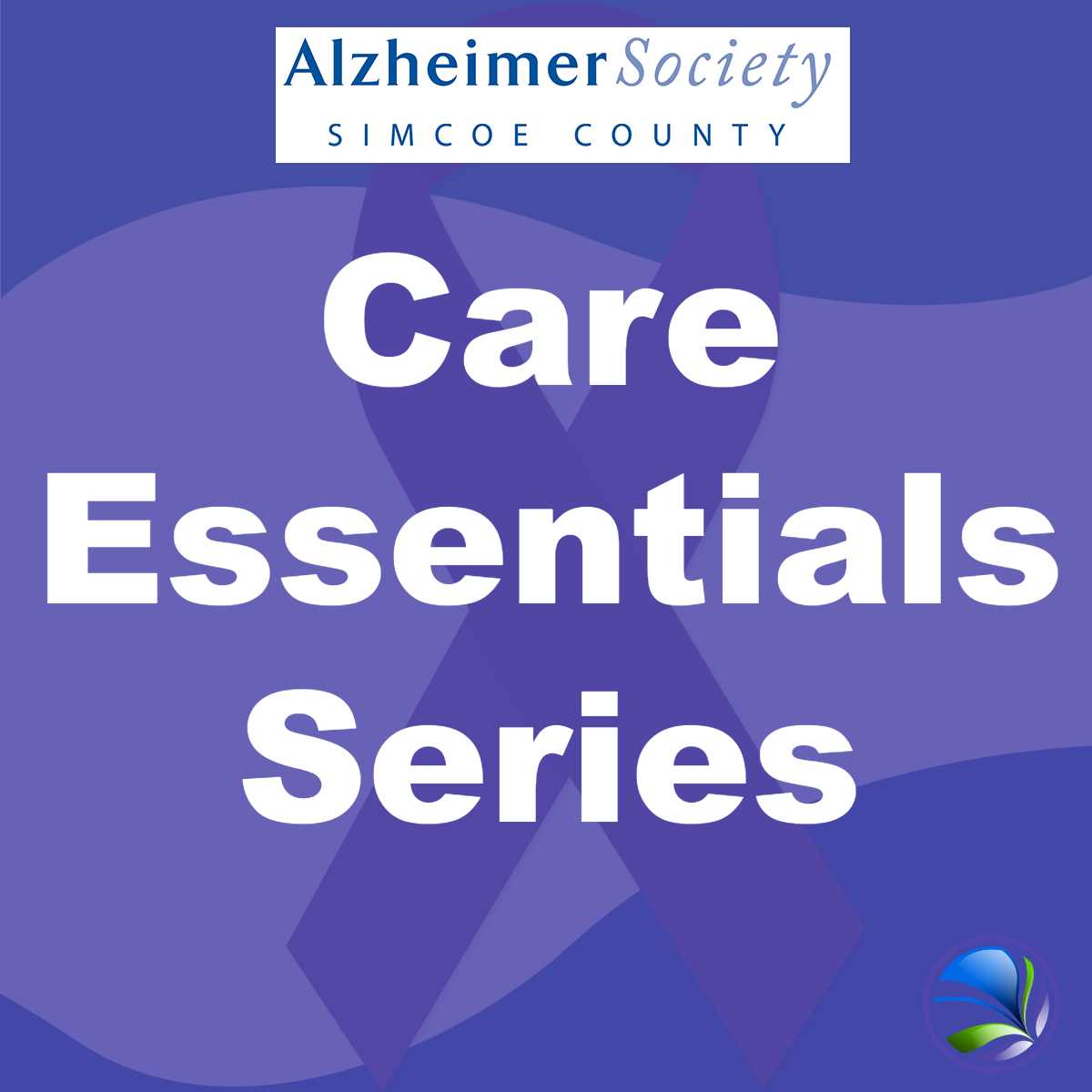 Text reads: Alzheimer Society of Simcoe County. Care Essentials series.