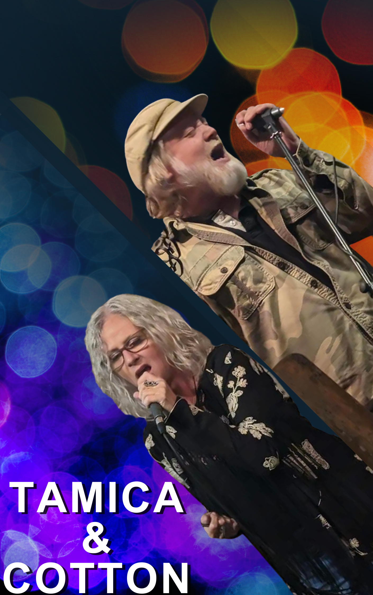 Photo of Tamica and Cotton Singing. Text Reads: BWG Library Presents: Barrie Jazz and Blues Festival Tamica and Cotton